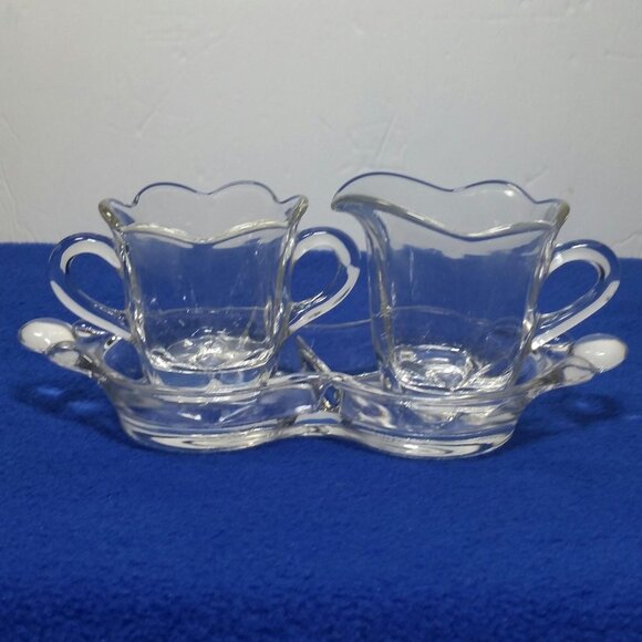 Duncan & Miller Canteberry 3 pc Open Sugar Creamer With Tray Set Individual Size - Picture 1 of 10